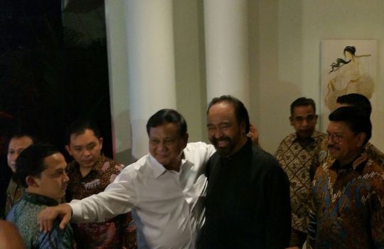 Pertemuan Prabowo dengan Surya Paloh. Sumber : Rahmat Nur Hakim/kompas