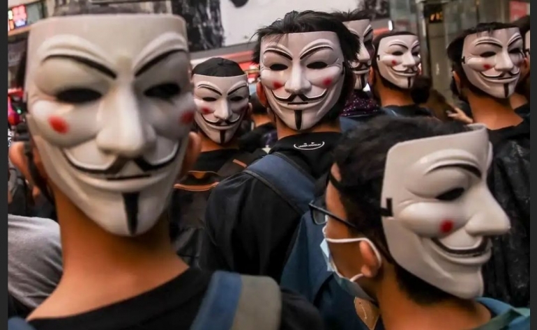 Protes massa pendemo di Hong Kong karena larangan bermasker (Foto The New York Times)
