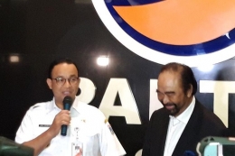 Pertemuan Anies Baswedan dengan Surya Paloh di Gedung DPP Nasdem pada hari yang sama dengan pertemuan Prabowo-Mega (kompas.com, 24/7/2019).