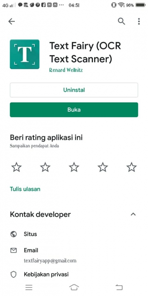 tampilan aplikasi text fairy di playstore (dokpri)