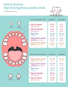 Infografis masa pertumbuhan gigi pada bayi. | Kredit gambar: Yayasan Karya Hati Insani