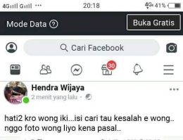 sumber: tangkapan layar facebook/hendra wijaya