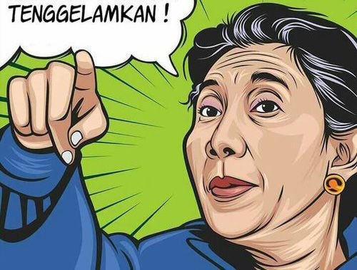 Ilustrasi/Meme Menteri Susui Pudjaistuti menenggelamkan kapal Pencuri Ikan/sumber: Kaskus.co.id