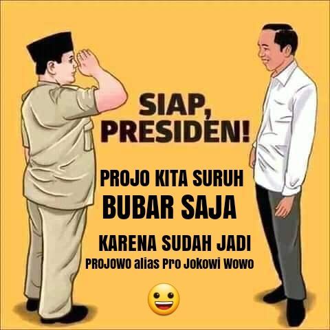 Meme pembubaran relawan Jokowi, Projo (detik.com/ projo). 