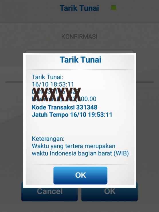 tangkapan layar kode transaksi BCA Mobile (dokumentasi Himam Miladi)