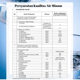 persyaratan kualitas air minum (data diolah dari Permenkes Nomor 492/Menkes/Per/IV/2010; dokpri)