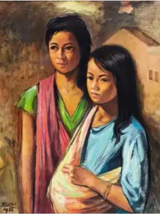 Artist : Barli Sasmitawinata,  two beautiful girls-1983