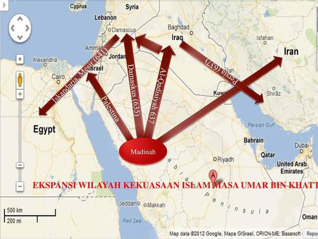 Peta Perluasan Wilayah Islam Masa Khalifah Umar bin Khattab