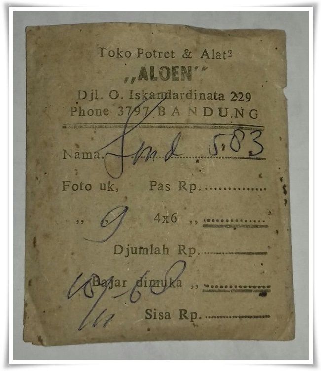 Cetak pasfoto di Bandung 1968 (Dokpri)