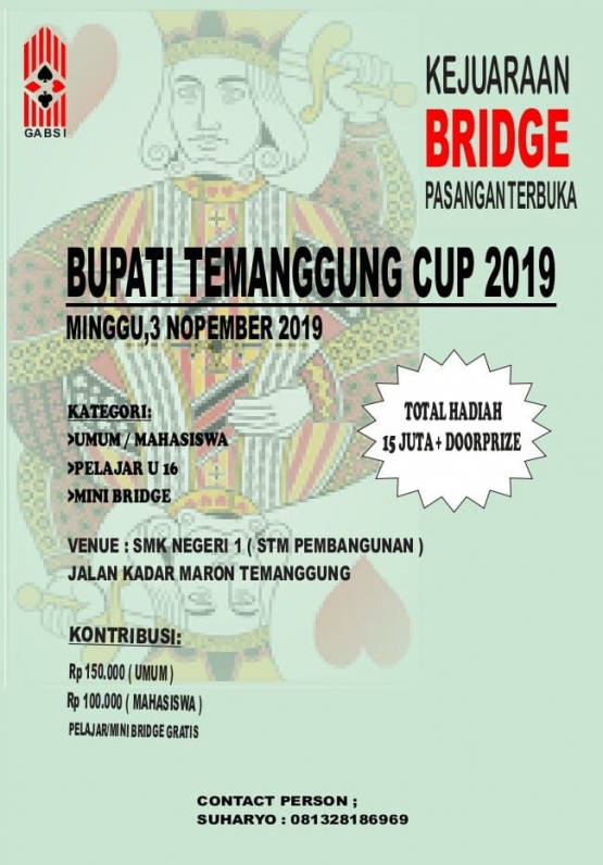 Info kejuaraan Bupati Temanggung Cup 2019. Dokumen Panpel.