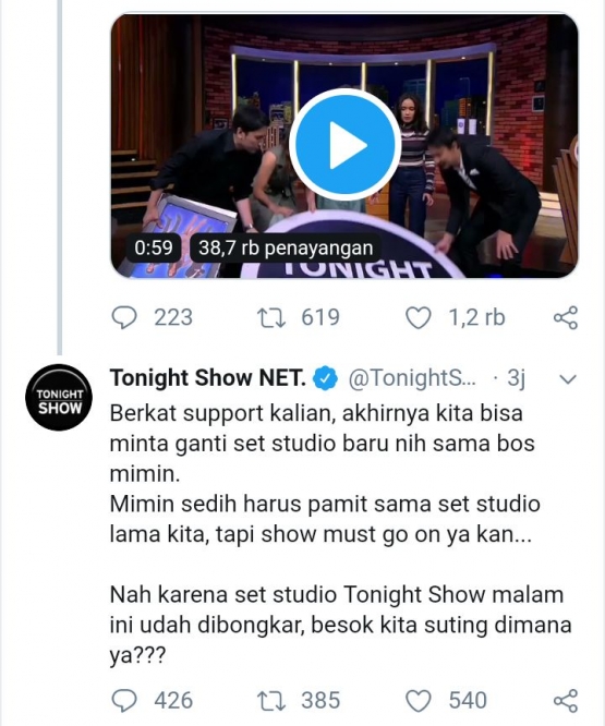 Klarifikasi dari TNS. (Dokpri/Screenshot/Twitter Tonight Show Net)