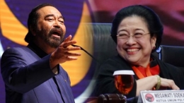 Ketua Umum Partai NasDem Surya Paloh dan Ketua Umum PDI Perjuangan Megawati Soekarnoputri | Gambar: kumparan.com