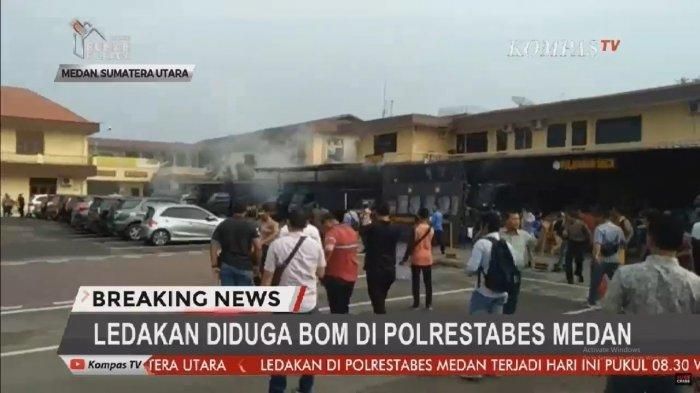 Lokasi ledakan bom di Polrestabes Medan | Sumber gambar : newsmaker.tribunnews.com