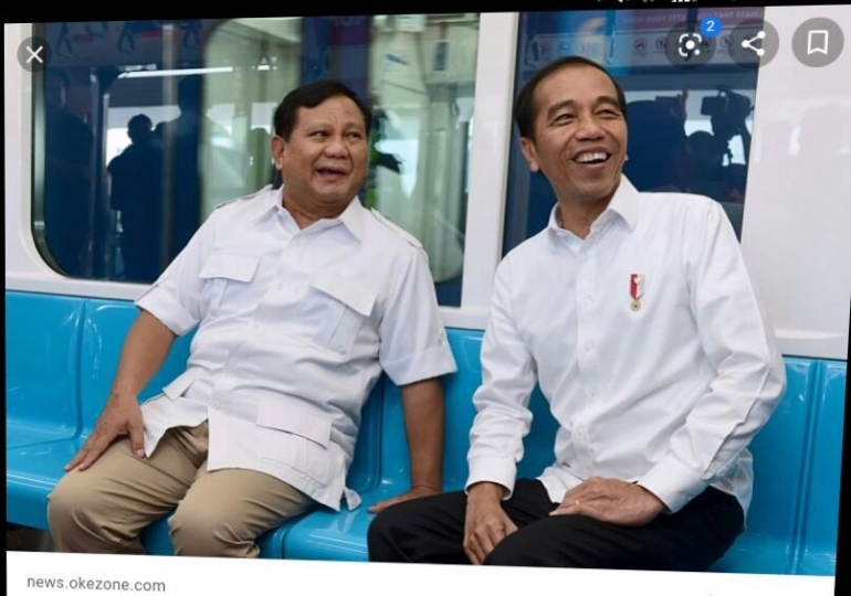 Kemesraan Jokowi dan Prabowo. Sumber dari news.okezone.com
