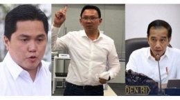 Ahok, Erick Thohir, dan Jokowi | Sumber gambar : wartakota.tribunnews.com