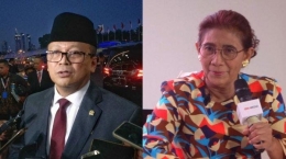 Menteri KKP Edhy Prabowo dan Mantan Menteri KKP Susi Pudjiastuti | Gambar: tribunnews.com