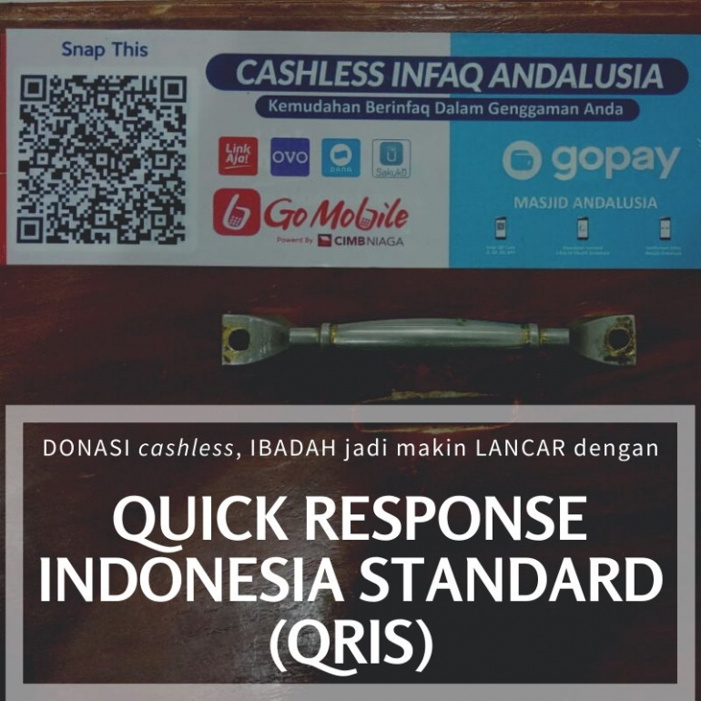 Stiker QRIS di kotak infaq Masjid Andalusia