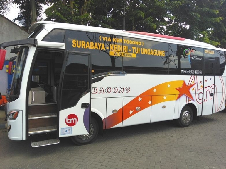 Bis dengan kapasitas sedang, melayani mobilitas warga dari Surabaya ke Tulungangung, dan sebaliknya. Dok pribadi