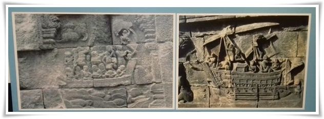 Perahu pada relief Candi Borobudur (Dokpri)