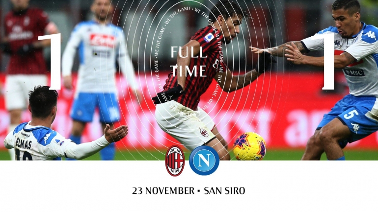 Milan 1-1 Napoli (sumber: https://twitter.com/acmilan)