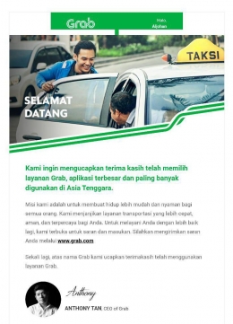 Surat Elektronik dari CEO Grab (Sumber: Email pribadi/hasil tangkapan layar)