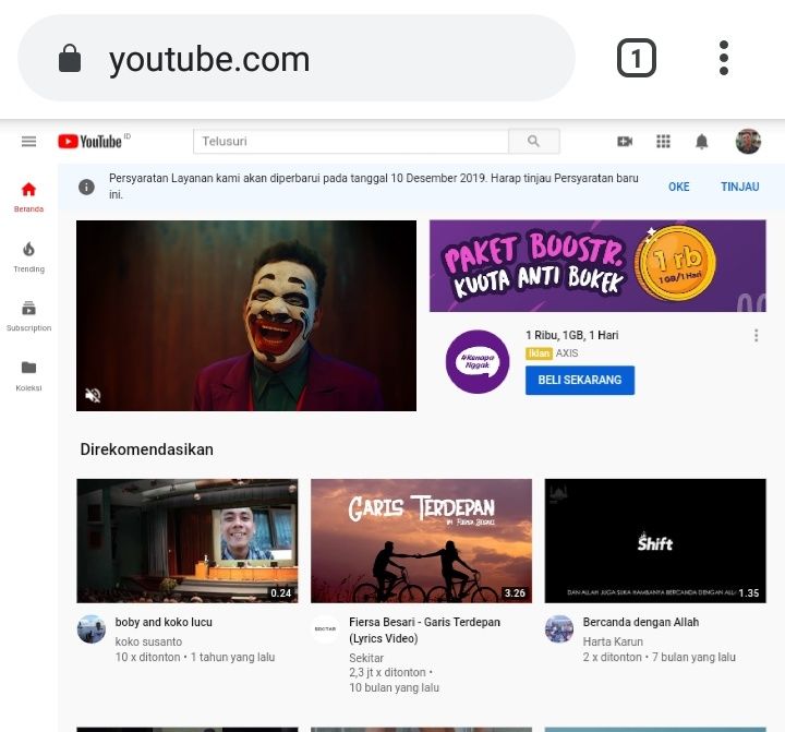 Youtube (Sumber: Dokumentasi pribadi)
