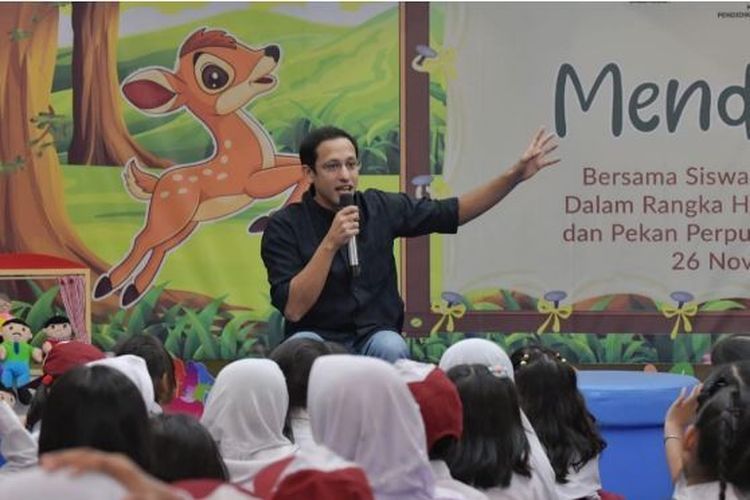 Mendikbud Nadiem Makarim di acara Hari Dongeng Nasional (Kemdikbud/Jilan Rifai)