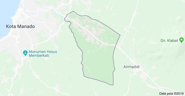 peta kecamatan Kalawat,Minut(sumber: Google Maps)