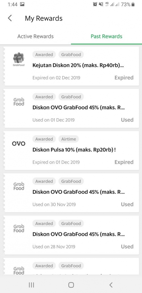Beberapa rewards yang saya telah dapatkan dan gunakan (dokpri)