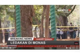 Ledakan terjadi di Kawasan Monas, Jakarta, Selasa (3/12/2019) | Gambar: KOMPAS.com/ Kompas TV