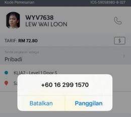 Screenshoot Pemesan Grab di Malaysia | dokpri