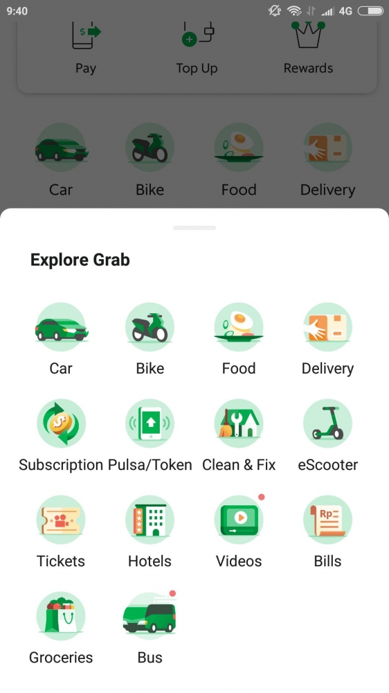 Fitur dan layanan Grab makin beragam. Sebagai Super App, Grab benar-benar menjadi aplikasi untuk semua kegiatan/kebutuhan warga. | dokpri