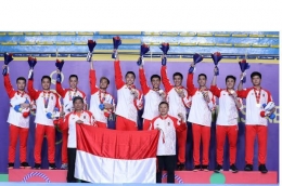 Sumber: Tim Beregu Putra Bulutangkis Indonesia raih emas SEA Games, Dok: badmintonindonesia.org