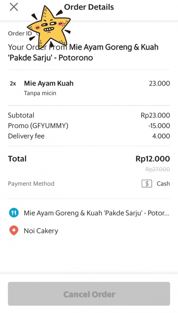 Saya sering order bakso dan mie ayam menggunakan grabfood. Dokpri