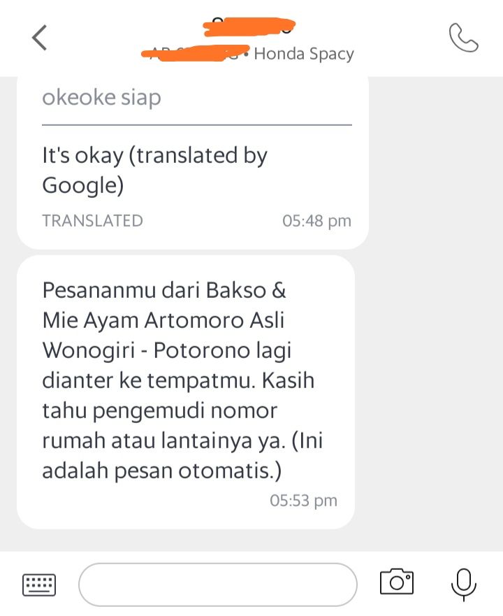 Pesan otomatis dari Grab. Dokpri