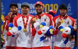 Atlet Sambo Indonesia yang menjadi juara umum dalam cabor Sambo(dok:egindo.com)