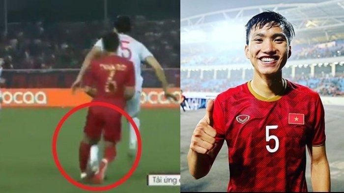 Tekel Horor yang sengaja dilakukan pemain Vietnam Doan Van Hau kepada Evan Dimas saat Final Sea Games 2019, sumber Tribunnews