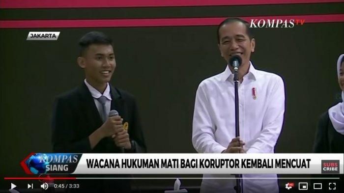 Presiden Jokowi di acara Hakordia 2019 di SMK Negeri 57 Jakarta Selatan, Senin (9/12) | Gambar: tribunnews.com/Kompas TV