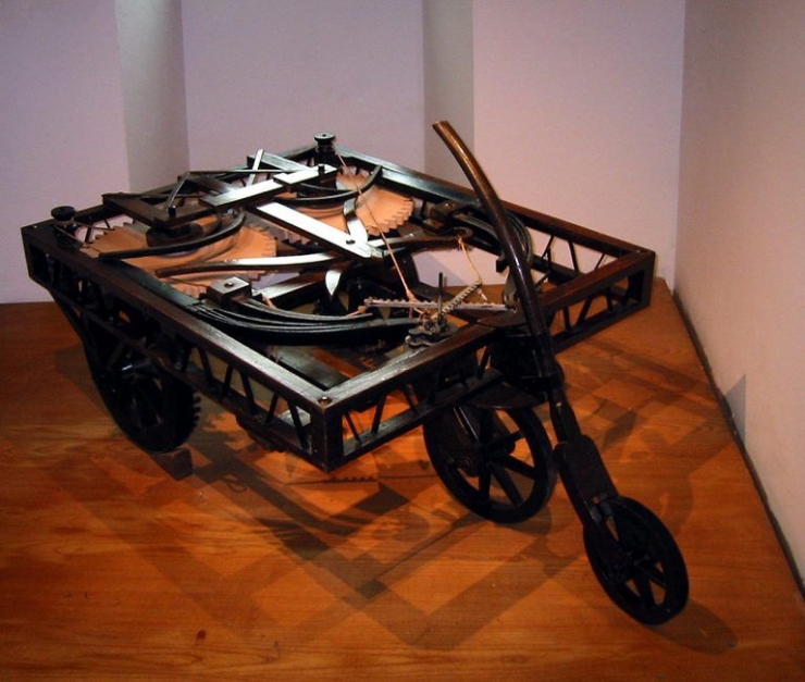 Contoh desain kendaraan karya Leonardo da Vinci (1478)