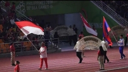 Kibaran merah putih dalam penutupan SEA Games 2019, kontingen Indonesia berada di urutan keempat(dok:Antara)