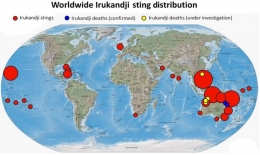Distribusi Global Ubur-ubur Irukandji [Sumber: Gershwin dkk. 2013]