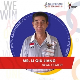 Li Qiu Jiang ditunjuk sebagai head coach dalam SEA Games 2019 (foto: instagram jpe volley)