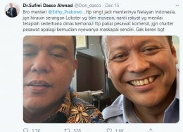 Screenshoot Cuitan Sufmi Dasco Ahmad (Twitter.com)
