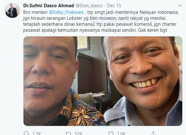 Screenshoot Cuitan Sufmi Dasco Ahmad (Twitter.com)