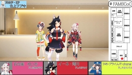Contoh model 3D Hololive - (dari kiri sampai kanan) Aozora Subaru, Ookami Mio dan Nakiri Ayame - Credit : フブキCh。白上フブキ