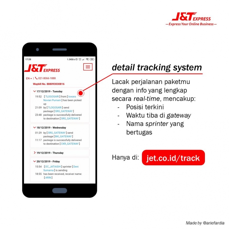 detail tracking system ala J&T (dok. pribadi)