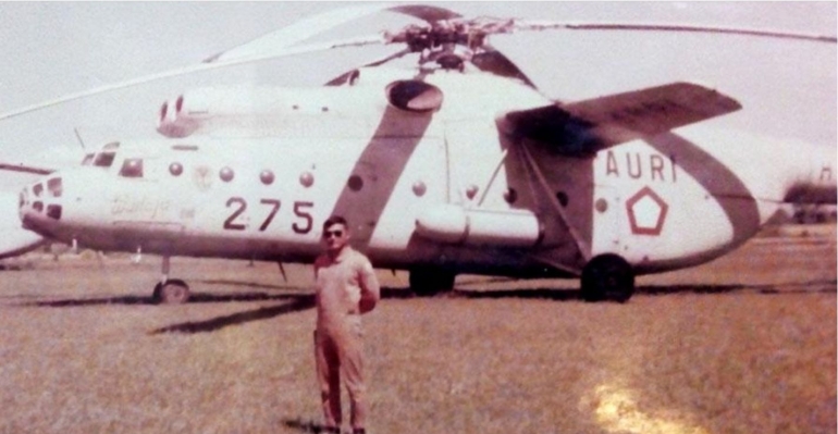 Deskripsi : Helikopter angkut berat Mil-Mi 6 Hook yang pernah memperkuat AURI I Sumber Foto : Dokpri Tatang Kurniadi