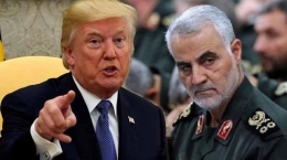 Presiden AS Donald Trump dan Komandan Pasukan Quds Iran Mayor Jenderal Qasem Soleimani | Gambar: tribunnews.com