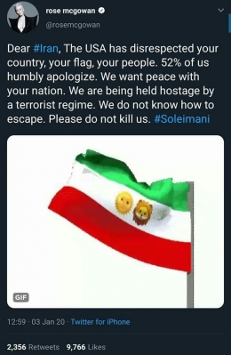 Bendera Iran (sumber: twitter/@rosemcgowan)