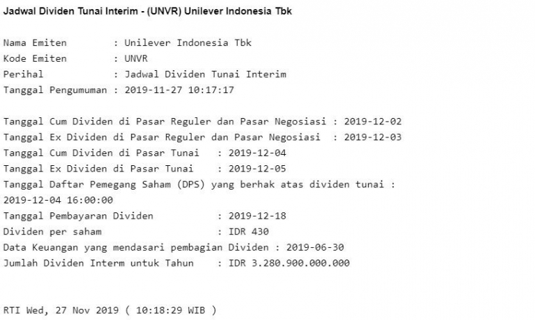 contoh saham yang membagikan deviden | Dokpri